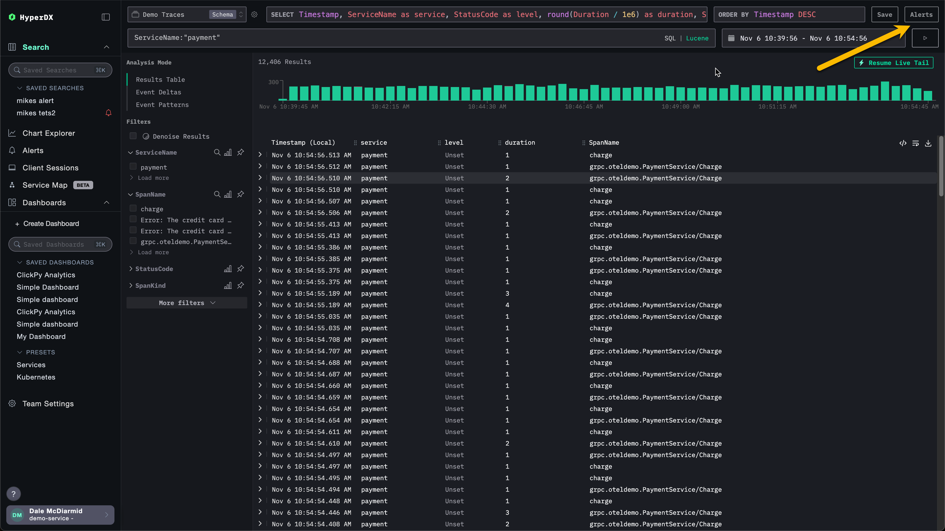 Окно поиска с оповещениями