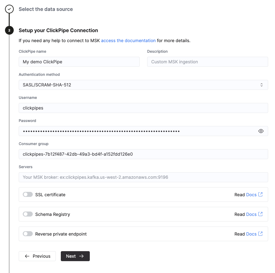 Select reverse private endpoint